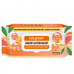 Khăn ướt lau ố dầu nhà bếp Let-green 30 miếng chính hãng