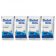 Lô 4 sữa tươi tiệt trùng Dalatmilk có đường hộp 110ml chính hãng | Siêu Thị GO!– Thực phẩm giá tốt