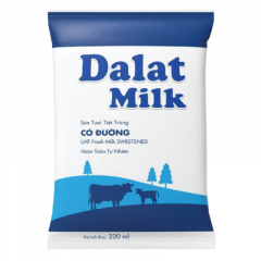 Sữa tươi tiệt trùng Dalatmilk có đường bịch 220ml chính hãng | Siêu Thị GO!– Thực phẩm giá tốt