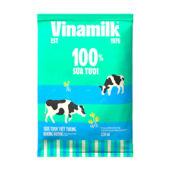 Sữa bịch Vinamilk 100% không đường 220ml chính hãng | Siêu Thị GO!– Thực phẩm giá tốt