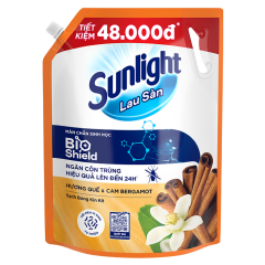 Nước lau sàn Sunlight Bioshield quế cam bergamot túi 3.4kg chính hãng