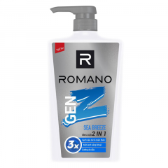 Tắm gội 2in1 Romano Gen Z Sea Breezer chai 610g chính hãng