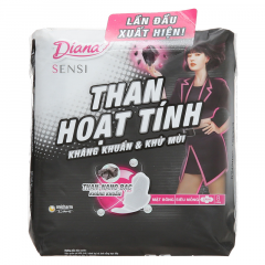 Băng vệ sinh Diana than hoạt tính siêu mỏng cánh mặt bông 8 miếng chính hãng