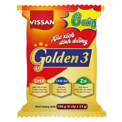 Xúc xích tiệt trùng dinh dưỡng Golden 3 gói 6 cây x 33g chính hãng