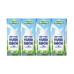 Lô 4 sữa NutiMilk ít đường hộp 180ml chính hãng | Siêu Thị GO!– Thực phẩm giá tốt