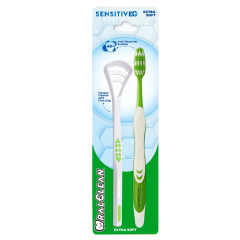 Bộ cạo lưỡi + Bàn chải Oral-Clear Sensitive chính hãng