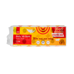 Giấy vệ sinh GO! có lõi 3 lớp 10 cuộn + hàng tặng chính hãng