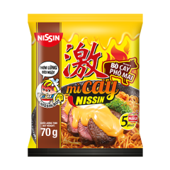 Mì xào Nissin bít tết phô mai cay gói 70g chính hãng