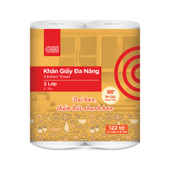 Lô 2 cuộn khăn giấy đa năng GO! 2 lớp chính hãng