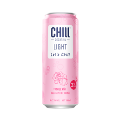 Nước trái cây lên men Chill Light vị vải hoa hồng lon 320ml chính hãng