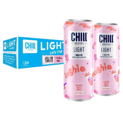 Thùng 24 nước trái cây lên men Chill Light Rose & Lychee lon 320ml chính hãng