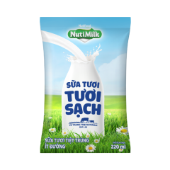 Sữa tươi tiệt trùng NutiMilk tươi sạch ít đường bịch 220ml chính hãng | Siêu Thị GO!– Thực phẩm giá tốt