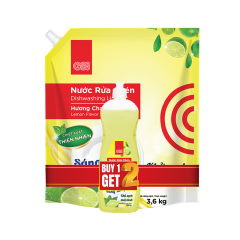 Nước rửa chén GO! hương chanh túi 3.6kg + hàng tặng chính hãng