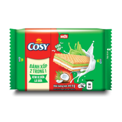 Bánh xốp 2 trong 1 Cosy kem dừa lá dứa 49.9g chính hãng