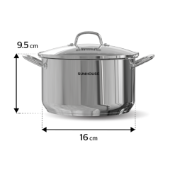 Nồi inox 3 đáy Sunhouse SHG301 16cm chính hãng
