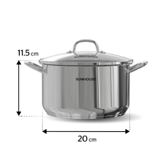 Nồi inox 3 đáy Sunhouse SHG301 20cm chính hãng