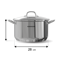 Nồi luộc gà inox 3 đáy Sunhouse SHG301 28cm chính hãng
