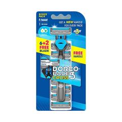 Combo dao cạo Dorco 3 lưỡi TRC1008-1H (1 cán + 8 dao) chính hãng