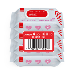 Lô 4 khăn ướt em bé GO! Không mùi 100 tờ chính hãng