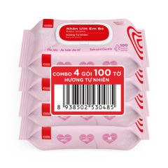 Lô 4 khăn ướt em bé GO! hương tự nhiên 100 tờ chính hãng
