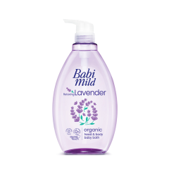 Sữa tắm gội trẻ em Babi Mild hương lavender chai 800ml chính hãng