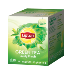 Trà túi lọc Lipton trà xanh 10 gói x 1.5g chính hãng