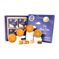 Hộp 4 bánh trung thu tươi GO! Thu Viên 150g (màu xanh) chính hãng