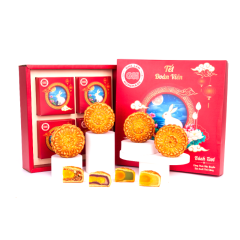 Hộp 4 bánh trung thu tươi GO! Ngọc Đoàn 150g (màu đỏ) chính hãng