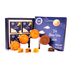Hộp 4 bánh trung thu tươi GO! Phúc Nguyệt 150g (màu xanh) chính hãng