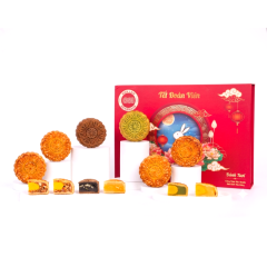 Hộp 6 bánh trung thu tươi GO! Trăng Hoàng Kim 150g (màu đỏ) chính hãng