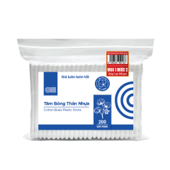 Tăm bông thân nhựa GO! hộp 200 cây + hàng tặng chính hãng
