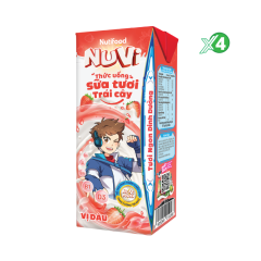 Lốc 4 sữa tươi trái cây Nuvi hương dâu hộp 180ml chính hãng | Siêu Thị GO!– Thực phẩm giá tốt