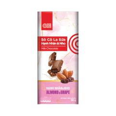 Socola sữa GO! hạnh nhân và nho khô thanh 90g chính hãng