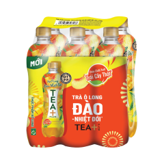 Lô 6 trà Olong Tea Plus đào nhiệt đới chai 450ml chính hãng