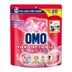 Túi 50 viên giặt OMO 3 trong 1 hương tinh tế 525g chính hãng