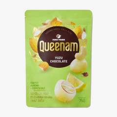 Socola Yuzu Queenam phủ hạnh nhân hạt điều 75g chính hãng