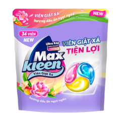 Viên giặt xả MaxKleen hương dấu ấn ngọt ngào túi 34 viên chính hãng