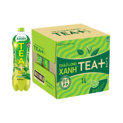 Thùng 12 trà Olong Tea Plus Xanh vị chanh chai 1 lít chính hãng