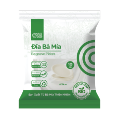 Lô 10 đĩa giấy bã mía GO! tròn 18cm chính hãng