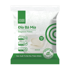 Lô 10 đĩa giấy bã mía GO! tròn 22cm chính hãng