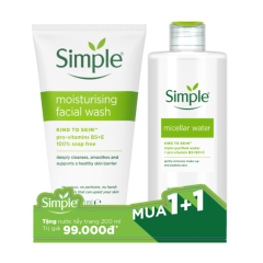 Sữa rửa mặt Simple Moisturising cấp ẩm da khô 150ml + Hàng tặng chính hãng