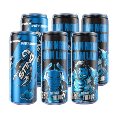 Lô 6 nước tăng lực Sting Blue vị việt quất lon 320ml chính hãng