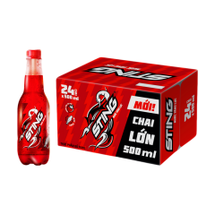 Thùng 24 nước tăng lực Sting dâu tây đỏ chai 500ml chính hãng