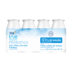Lốc 4 sữa chua uống lên men TH True Yogurt ít đường 85ml chính hãng | Siêu Thị GO!– Thực phẩm giá tốt