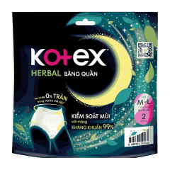Băng vệ sinh Kotex đêm Herbal size M-L 2 miếng chính hãng