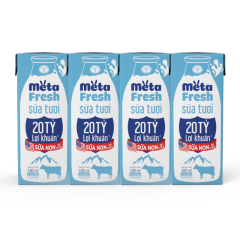 Lốc 4 hộp Sữa lợi khuẩn Meta Fresh ít đường 180ml chính hãng | Siêu Thị GO!– Thực phẩm giá tốt