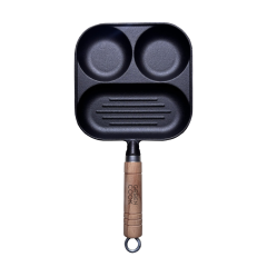 Chảo gang nguyên khối Green Cook GCP252 3 ngăn chính hãng