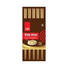 Lô 5 đũa inox họa tiết GO! màu vàng chính hãng
