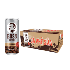 Thùng 24 cà phê sữa Boss lon 235ml chính hãng