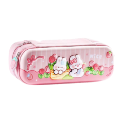 Hộp đựng bút 2 ngăn EVA 3D 1062 màu hồng chính hãng